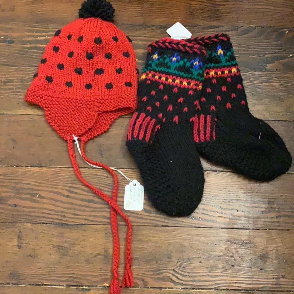 Hand knitted children’s toque and socks
